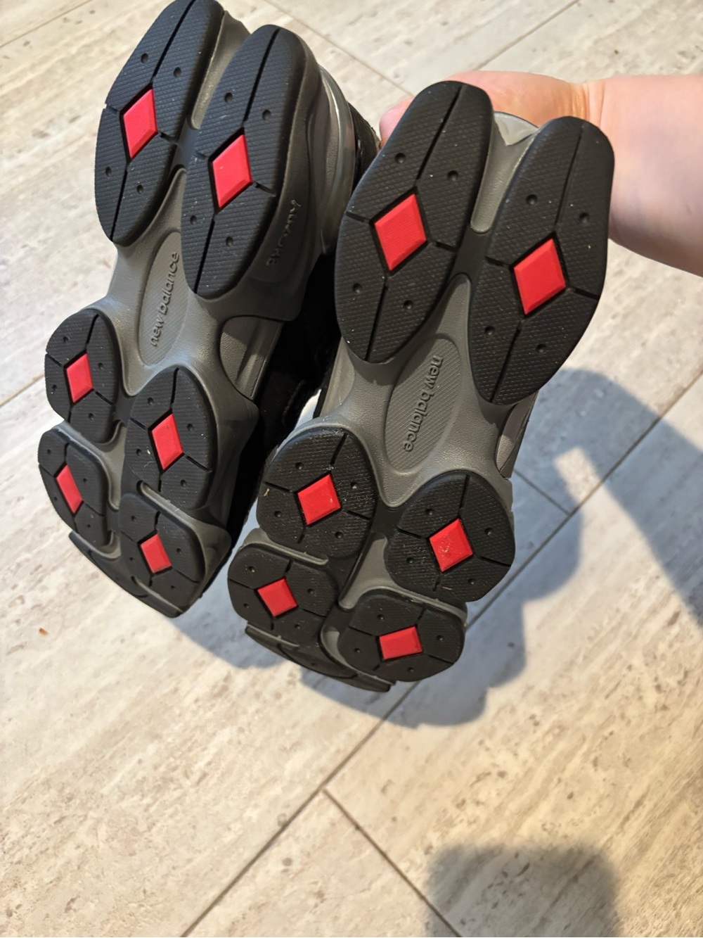 New Balance Athletic Shoes in Black and Gray with Red Accents